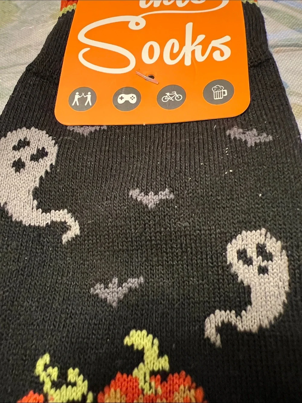 Into Socks Women's Black Halloween Van & Pumpkin Crew Socks